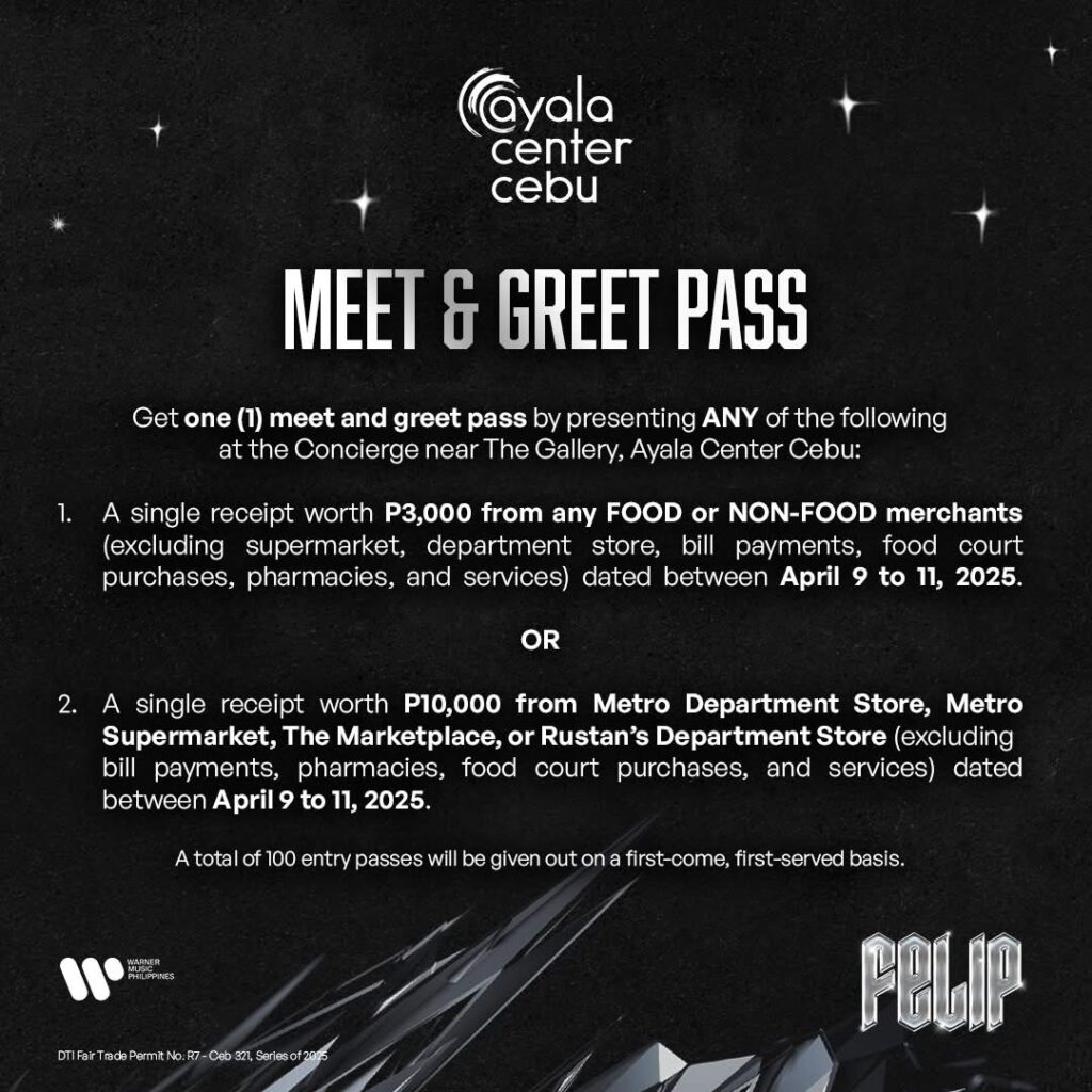 Don’t miss this chance to meet FELIP up close and experience his signature sound live in Cebu! Gates open at 3:00 PM.