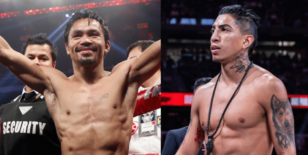 Manny Pacquiao (left) and Mario Barrios (right). 